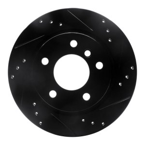 BMW Z4 Brake Rotor (1) - Rear Right - R1 Concepts - Drilled & Slotted - Black - `03-`08